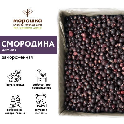 Смородина черная замороженная 250 гр. в прозрачной коробочке