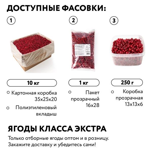 Брусника замороженная 250 г в прозрачной коробочке